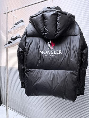 Moncler Black Hooded Puffer Jacket with Contrast Logo