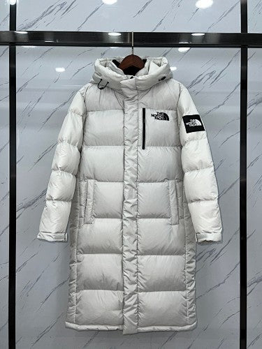 The North Face Unisex White Long Hooded Puffer Coat