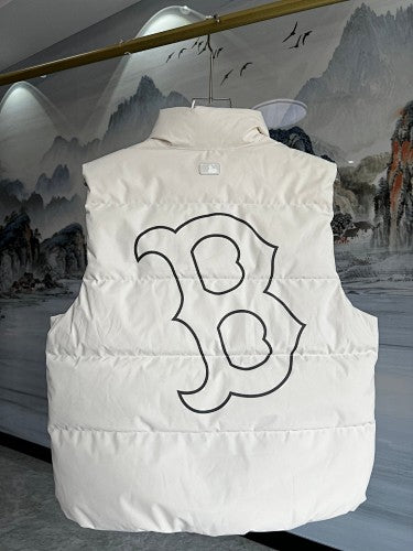 MLB B Logo Unisex White Stand-Collar Down Vest