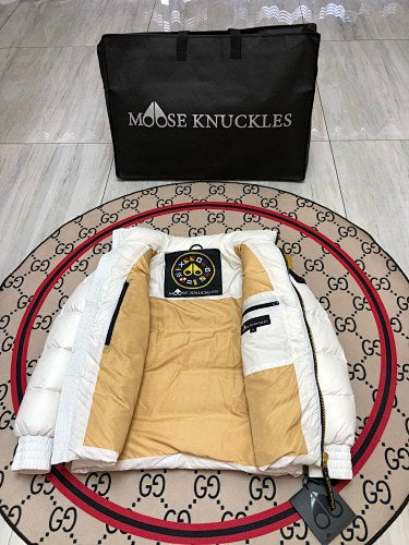 Moose Knuckles Unisex Glossy White Stand-Collar Puffer Jacket