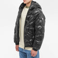 Moncler Violier Black Hooded Puffer Jacket with Spiderweb Quilting