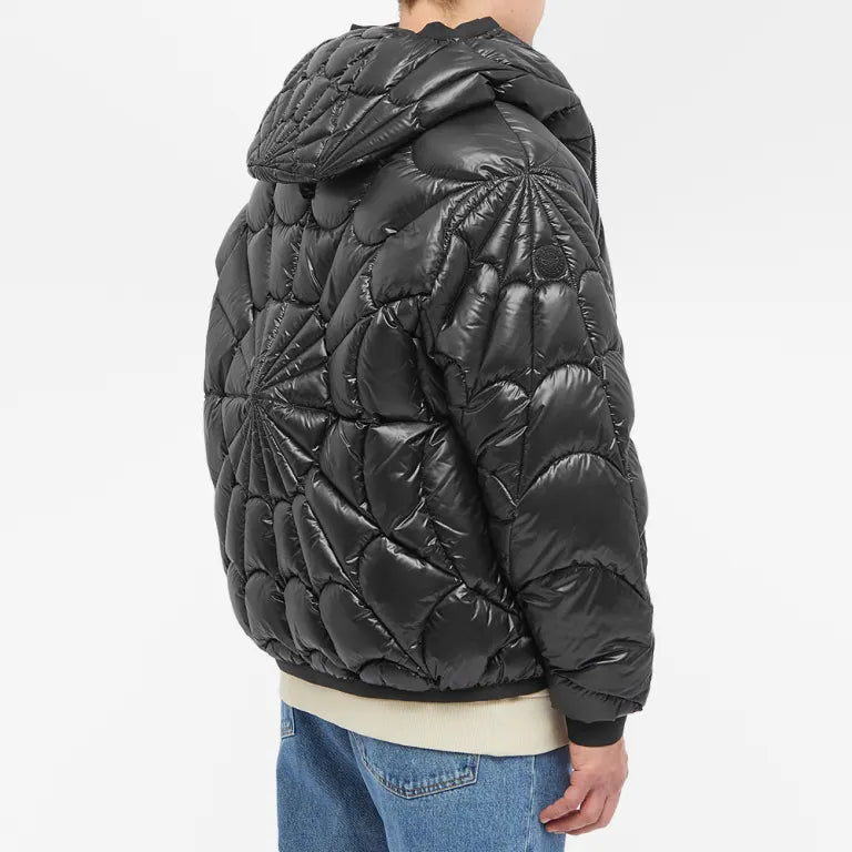 Moncler Violier Black Hooded Puffer Jacket with Spiderweb Quilting