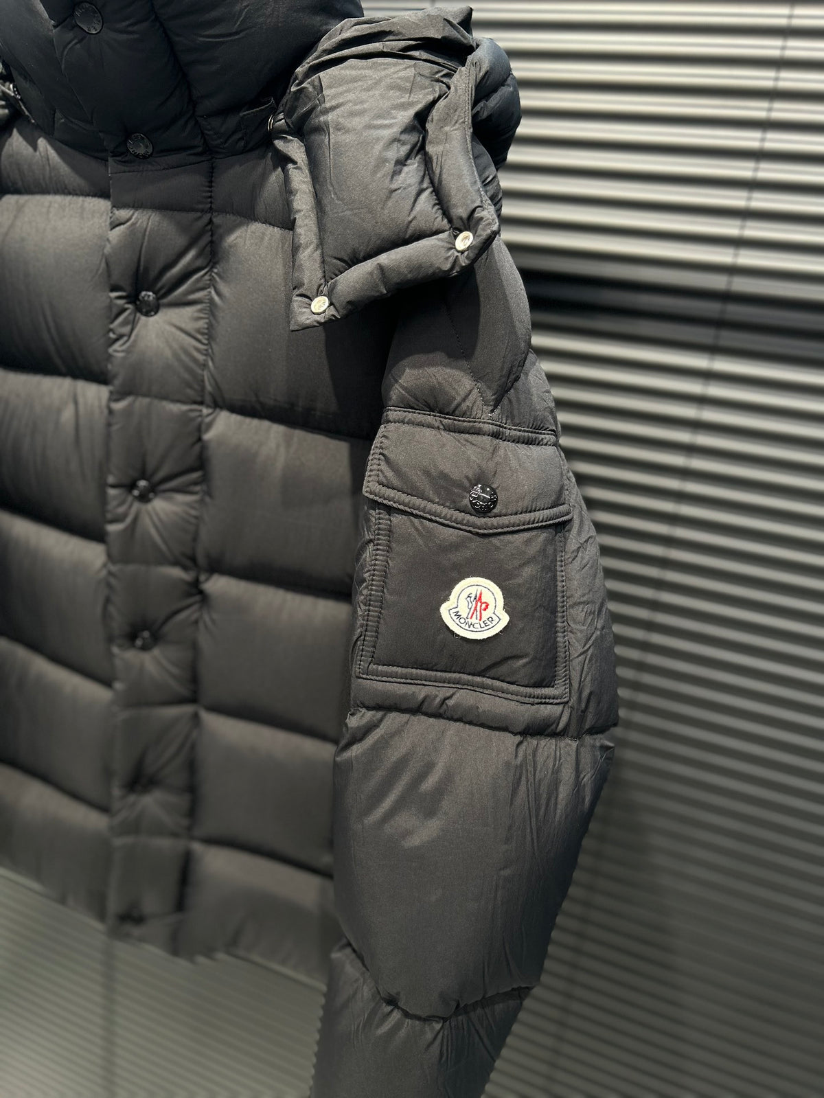 Moncler Maya Matte Black Hooded Puffer Jacket