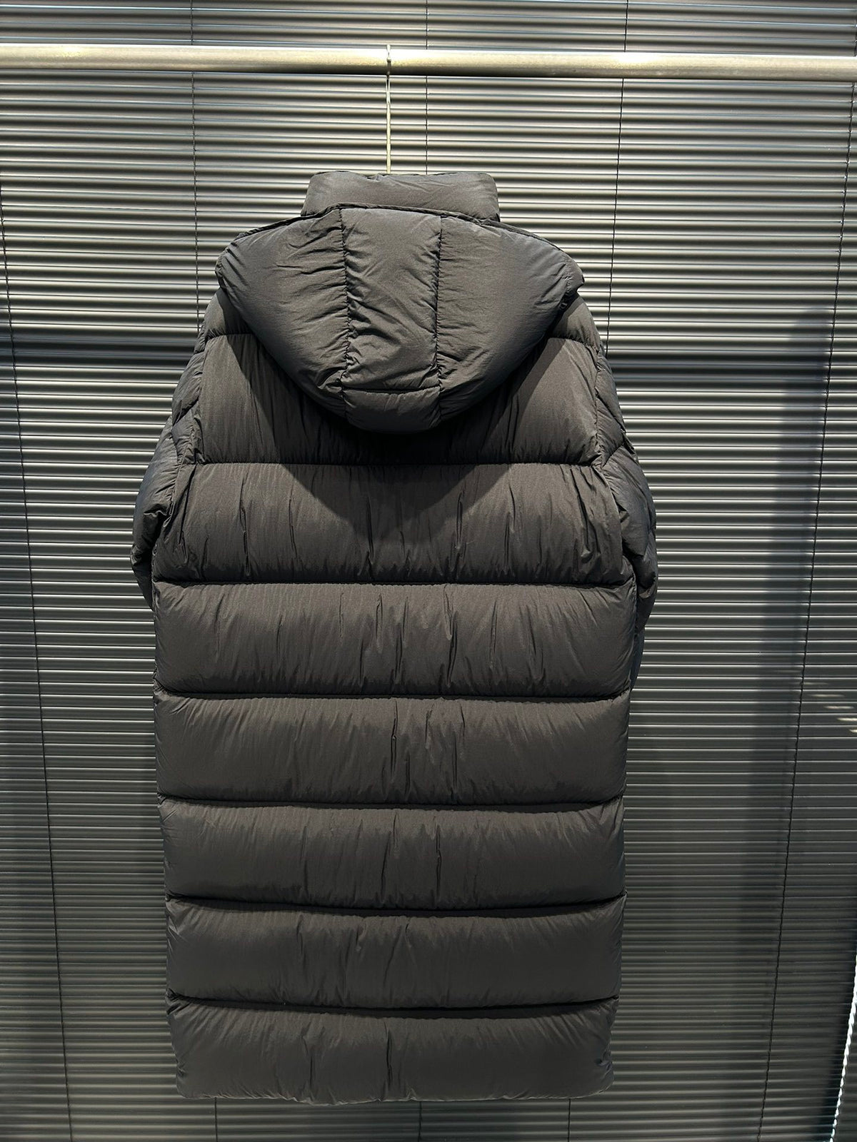 Moncler Maya Long Matte Black Hooded Puffer Coat
